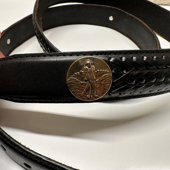 Brighton Onyx Black Leather Golf Belt Mens Size 46 Classic Preppy Vintage - Picture 14 of 16